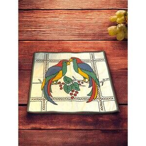Vintage Vogue Embroidered, Stitched Pillow Cover Parrot Partially Finished